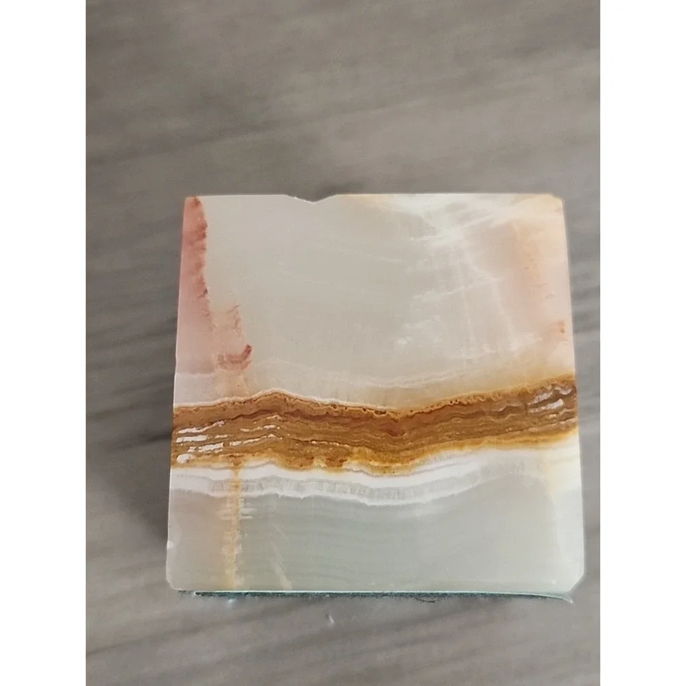 Vintage Polished Banded Onyx Cube Sculpture‎ Paperweight Desk Decor 2.75 In